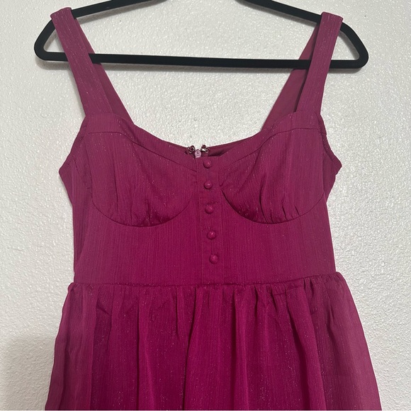 Lulu’s Tier For the Drama Magenta Purple Lurex Tiered Midi
Dress - Picture 7 of 16